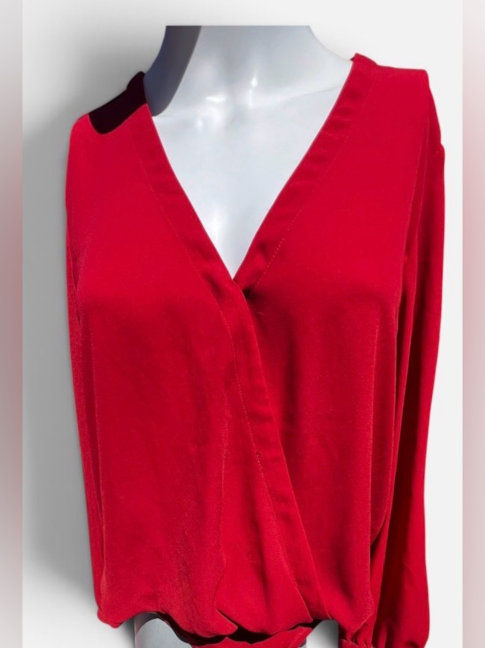 LOFT Vibrant Red Long-Sleeve Bodysuit. Size M.